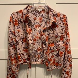 Floral button down top